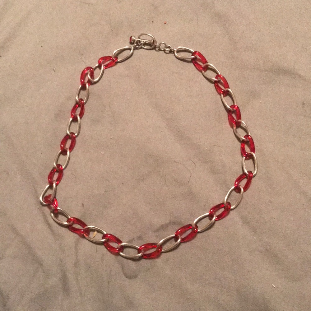 Sterling silver and red necklace